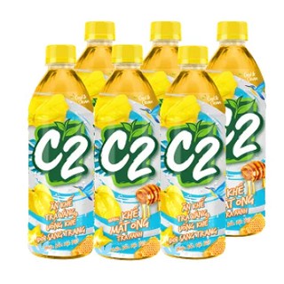 Lốc 6 chai C2 vị hồng trà đào / Khế / chanh / vải 455ml