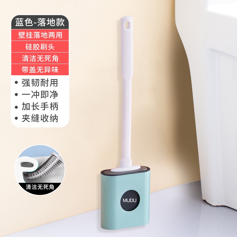 Bộ Cọ Chà Bồn Cầu Bằng Silicon Lông Mềm Tay Cầm Dài Không Góc Chết Sáng Tạo