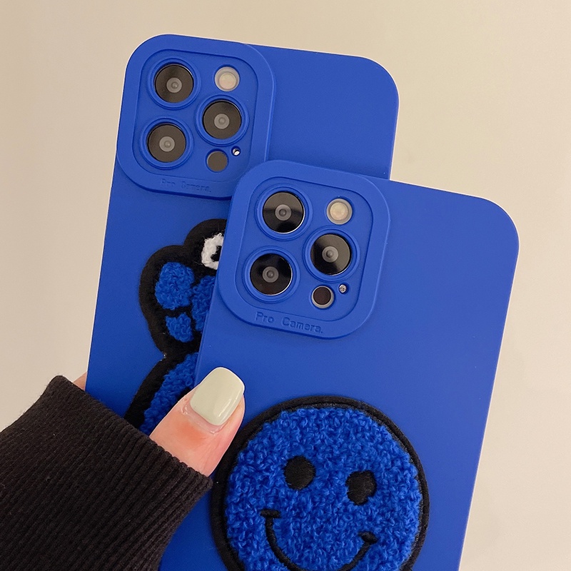 Ốp điện thoại màu xanh lam phối vải bông cho iPhone 13/12Pro 13 13/12/11Pro Max 12Mini X Xs Max XR 7 Plus 8 | BigBuy360 - bigbuy360.vn