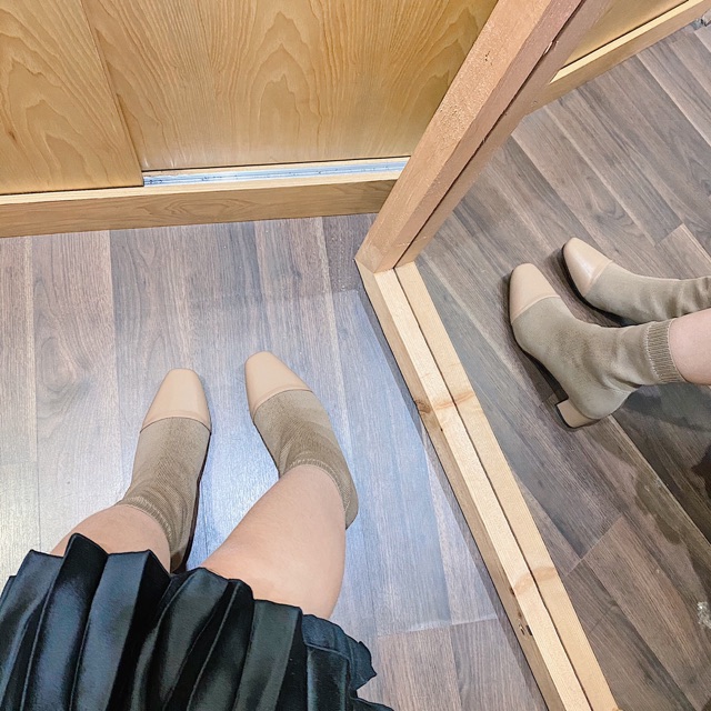 (Ảnh thật) Boots beige cổ chun - Cao 5cm | BigBuy360 - bigbuy360.vn
