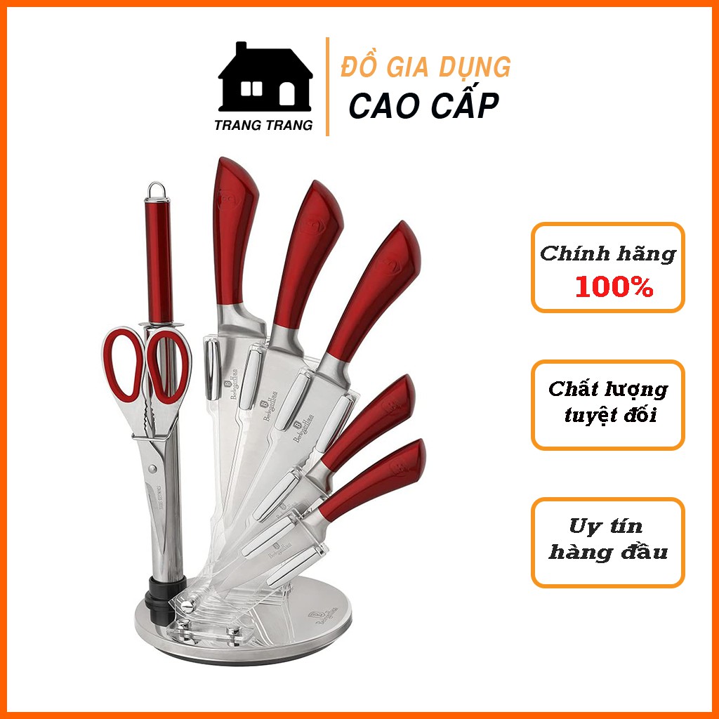 Bộ dao kéo nhà bếp Berlinger Haus Bh2470, bộ dao 8 món Berlinger Haus màu đen, màu đỏ, màu xanh [Hàng chính hãng Đức]