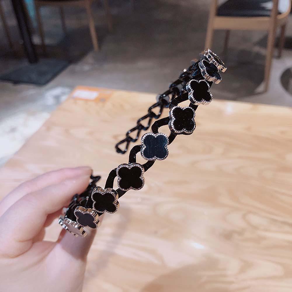 Băng Đô Cài Tóc Hình Cỏ Bốn Lá Đính Hạt Ngọc Trai Acrylic Đơn Giản Thời Trang Hàn Quốc Cho Nữ