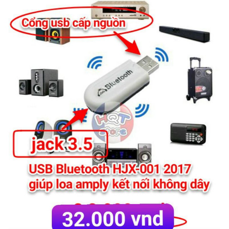 USB Bluetooth HJX-001 2017 giúp loa amply kết nối không dây&lt;br&gt;