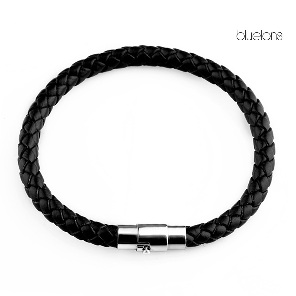 Vòng Tay Bện Dây Da Phối Khóa Thời Trang Cho Nữ