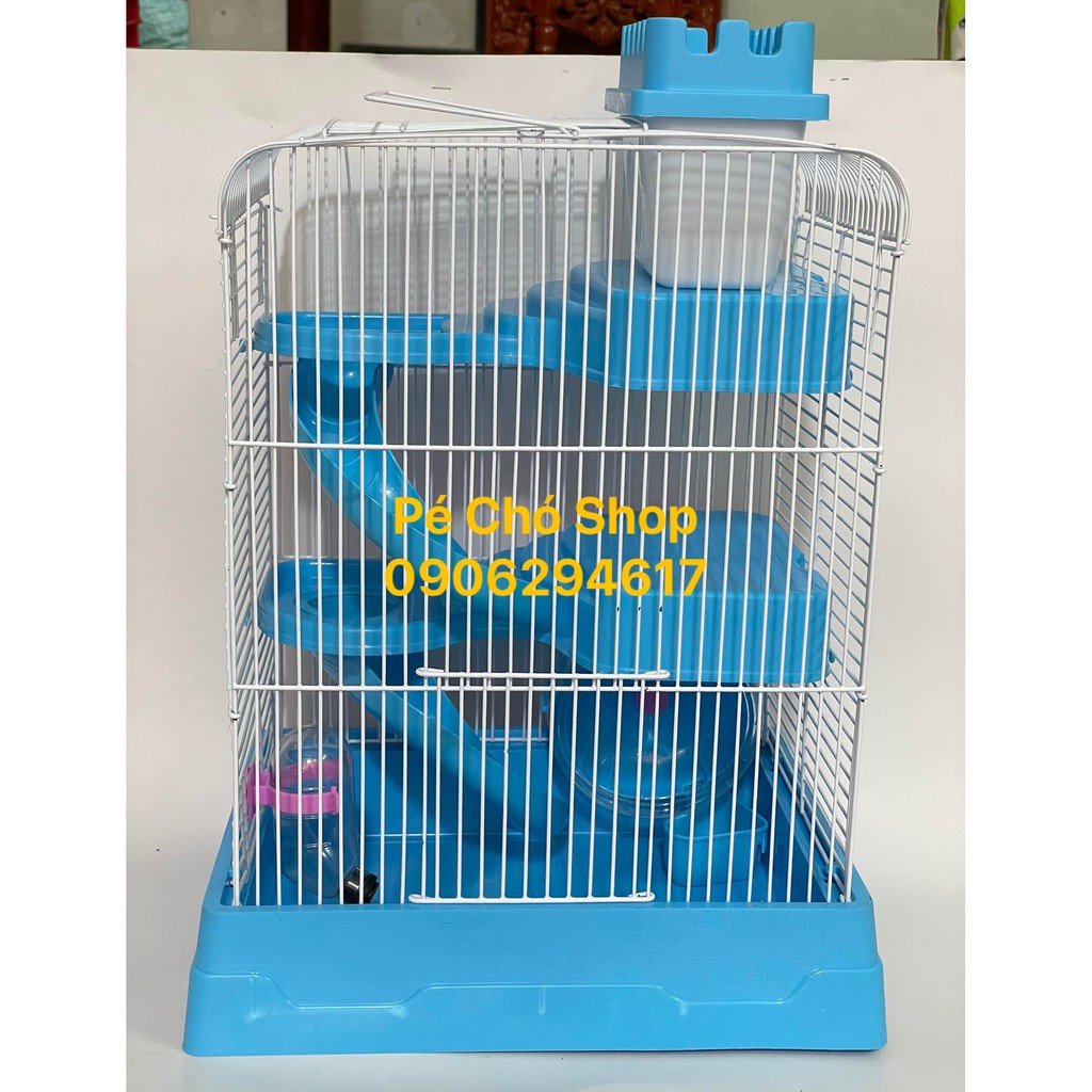 Lồng hamster Phá0 Đài Hoàng Tử 3 Tầng vui chơi thỏa thích 27cm x 21cm x 43cm