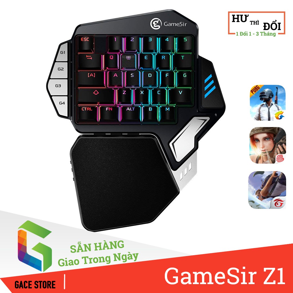 Bàn phím cơ GameSir Z1 Gaming Keypad chơi PUBG, ROS, Free Fire, Cross Fire và các game FPS cho iPhone, Ipad, PC