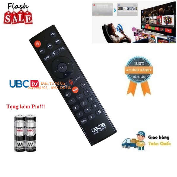 Remote Điều khiển tivi UBC giọng nói - Hàng mới chính hãng UBC theo máy mới 100% Tặng kèm Pin