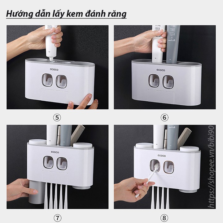 Bộ Nhả Kem Đánh Răng Cao cấp ECOCO (kiêm đựng bàn chải) - Sang trọng, Tiện dụng - Gia Dụng SAPOO