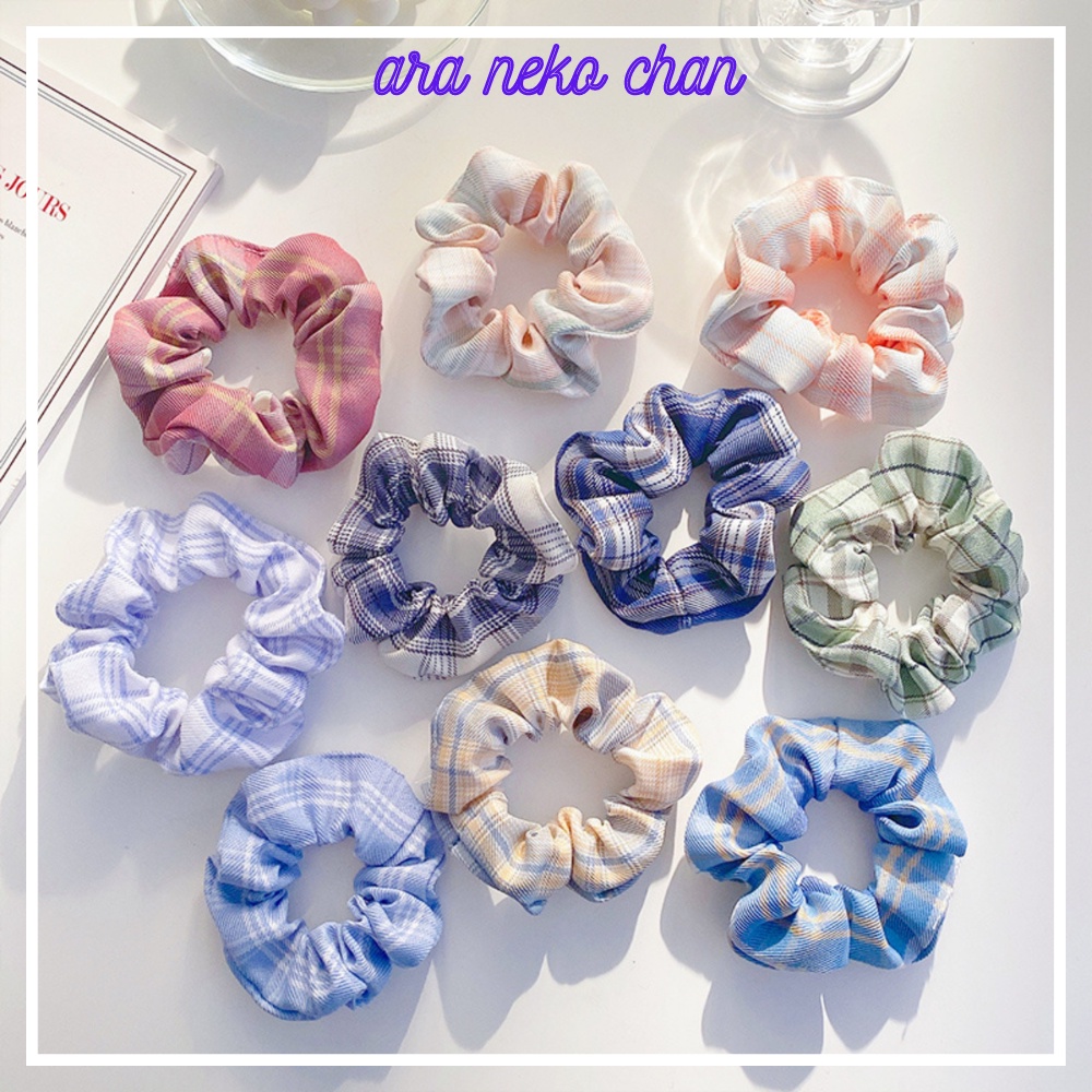 Dây Cột Tóc Scrunchies Caro Dễ Thương Xinh Xắn Ulzzang Hàn Quốc Dành Cho Nữ