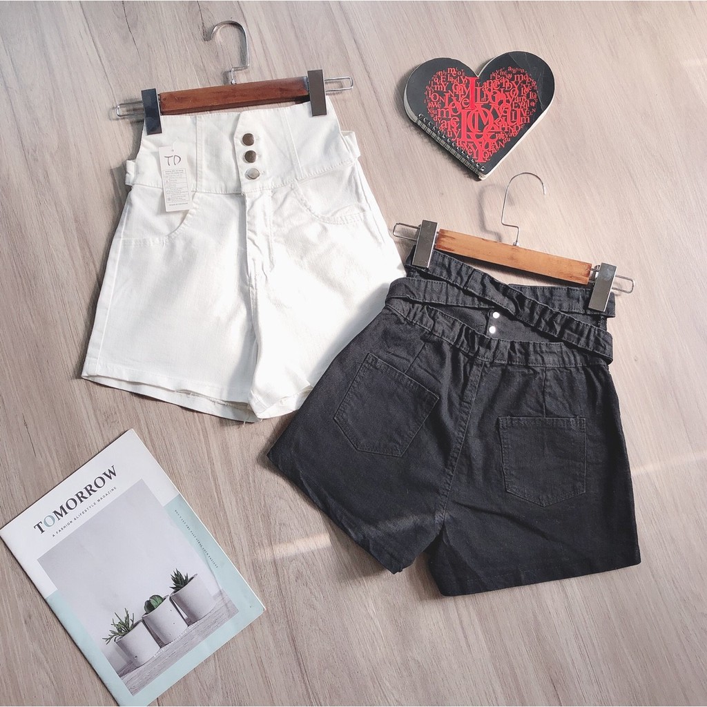 Quần short kaki lưng cao dây chéo sau lưng U2812