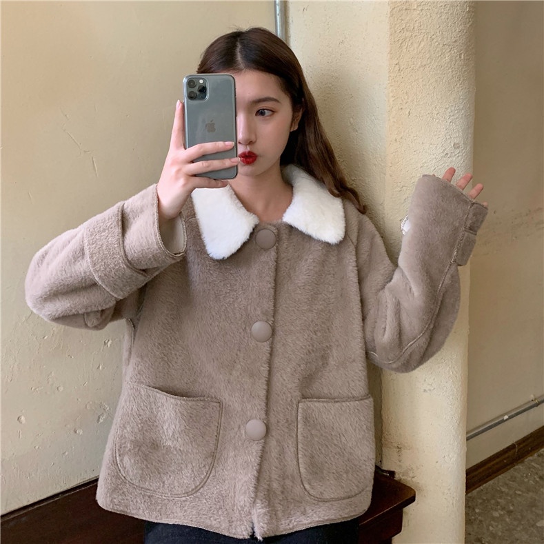 ❄❄Áo Khoác Bông Ấm Áp Phiên Bản Hàn Quốc 2 Màu Tương Phản Phong Cách Của Tiểu Thư❄❄