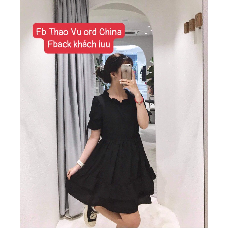 Váy Đầm Tiểu Thư 2 Màu Đen & Đỏ ⚡️ẢNH THẬT⚡️ Đầm Nữ Chất Cotton Cực mát, Dáng Xinh