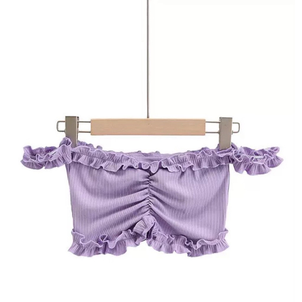 áo bẹt vai croptop viền bèo cực hot hit xinh xinh