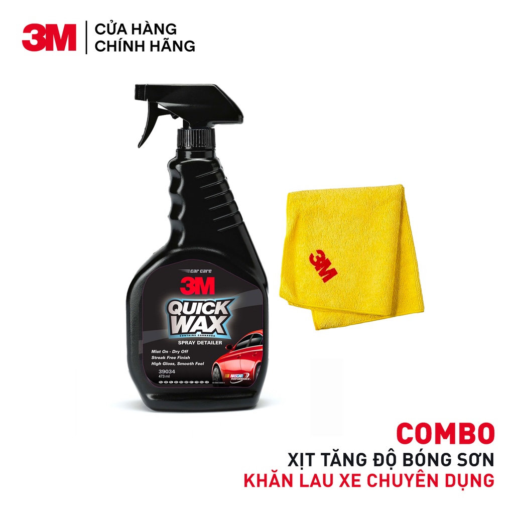 Combo Chai Xịt Tăng Độ Bóng Sơn 3M 39034 473ml Và Khăn Lau Xe Chuyên Dụng 3M