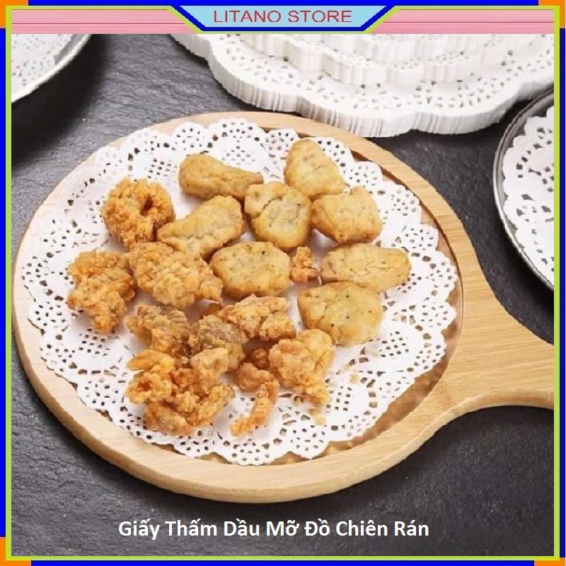 Giấy Thấm Hút Dầu Đục Lỗ Họa Tiết Xinh Xắn Dạng Tròn Đường Kính 21,5cm Túi 140 Tờ