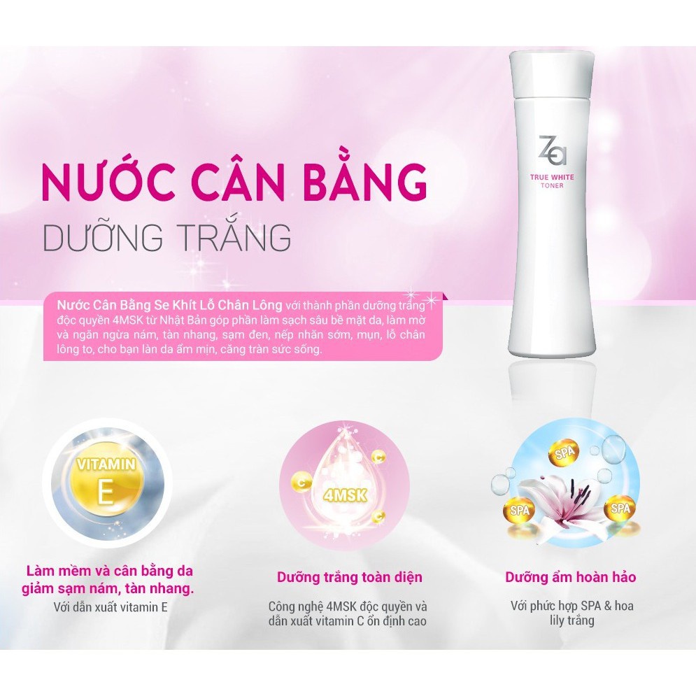 (Chính Hãng) Nước Hoa Hồng Dưỡng Sáng Za Cho Mọi Loại Da True White EX Toner