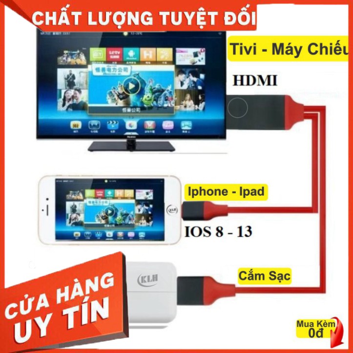 Cáp HDMI cho iPhone 6 / 7 / 8 / X, iPad kết nối Tivi, Máy chiếu cao cấp