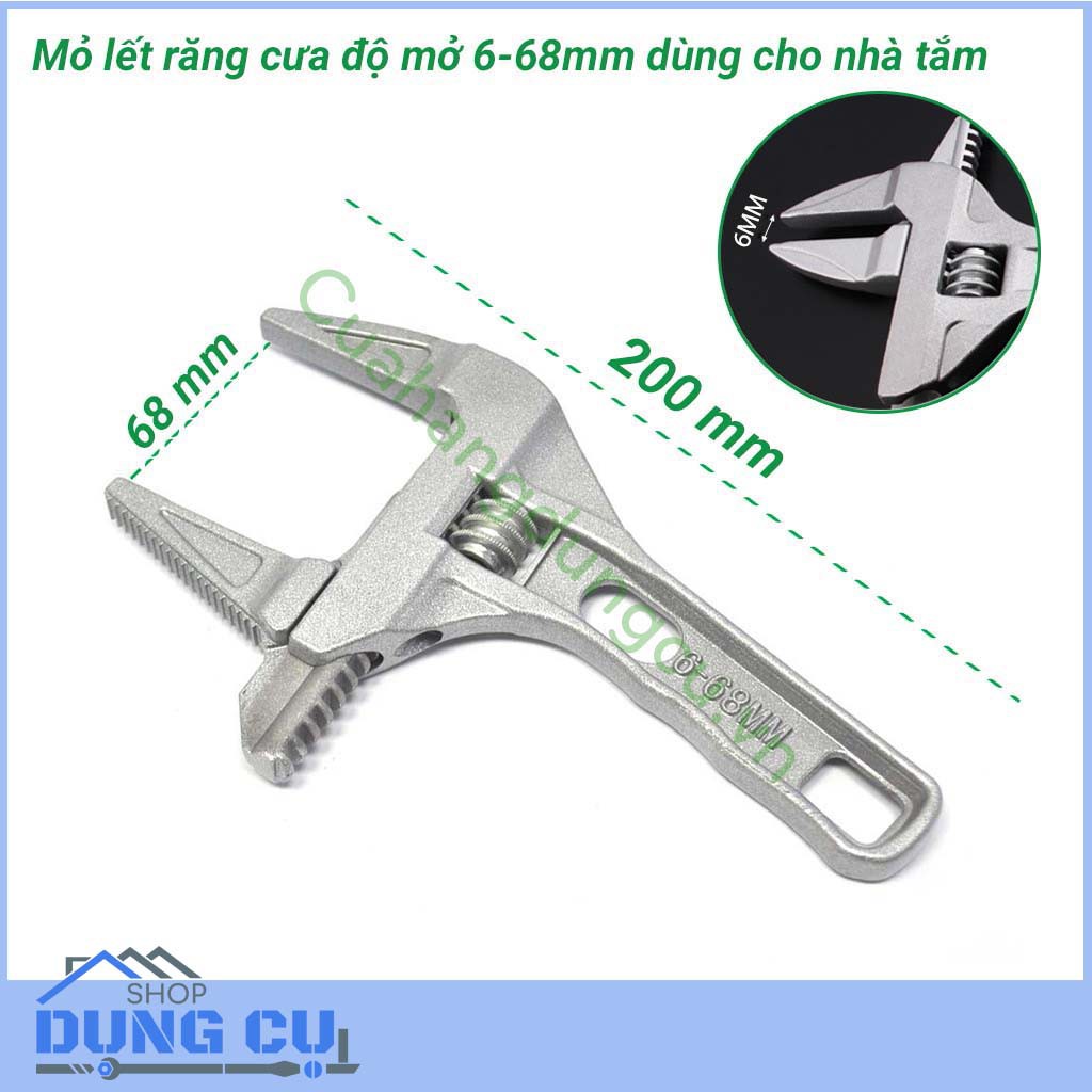 Mỏ lết ngắn lưỡi răng cưa độ mở lớn từ 6-68mm