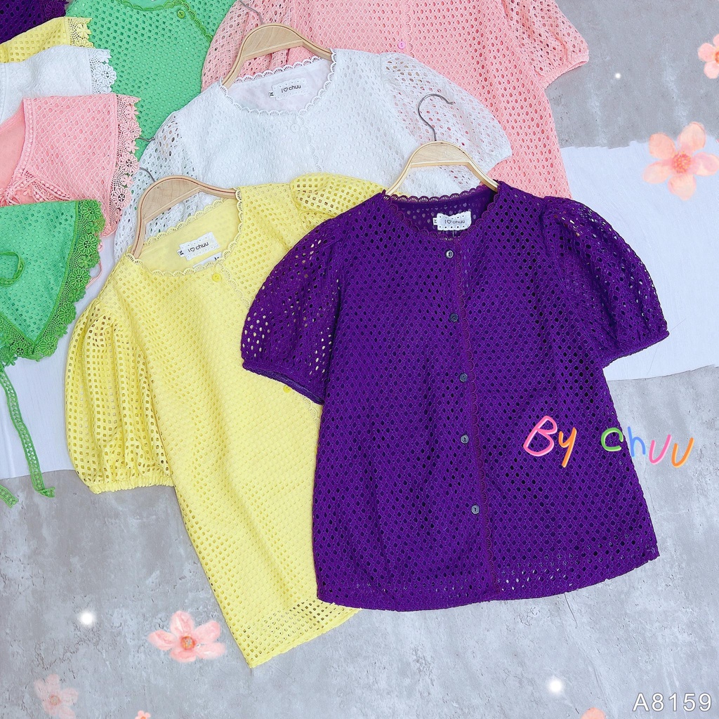 Áo sơ mi ren công sở nữ cổ rời CHUU A8159