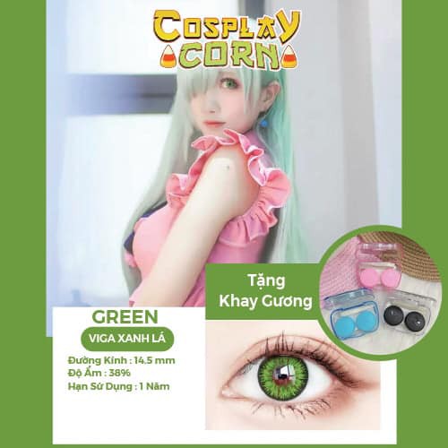 Lens hóa trang halloween viga - 1 cặp Contac lens Cosplay- kính áp tròng cos play đỏ/xanh/vàng từ 0 đến 8 độ (có lẻ độ)