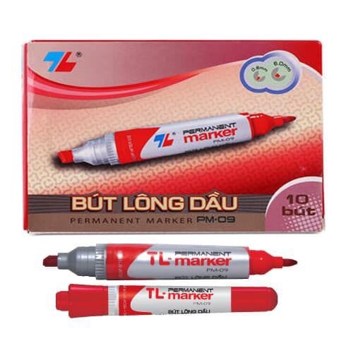 Bút lông dầu thiên long 2 đầu màu Xanh/ Đen /Đỏ - PM 09-không xóa được dùng cho văn phòng