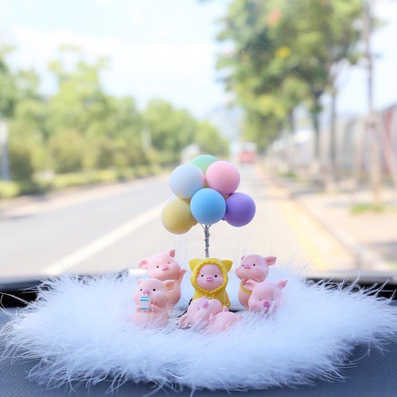 Trang trí taplo - Sét 6 chú heo mini màu hồng dễ thương đặt bàn làm việc và góc học tập