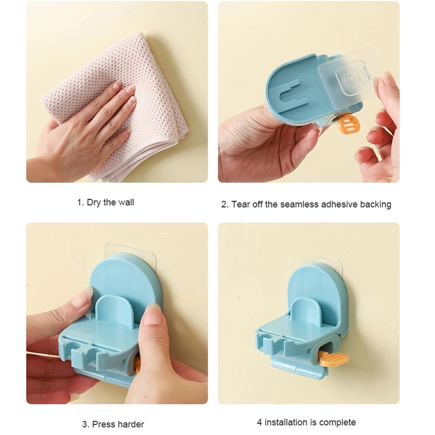 Giá Đỡ Dụng Cụ Nặn Kem Đánh Răng / Cốc Súc Miệng / Máy Ép Kem Đánh Răng Cầm Tay 2 Trong 1 Gắn Tường