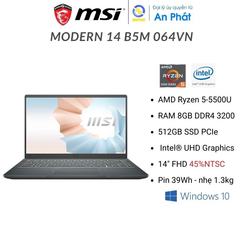 NB MSI Modern 14 B5M 204VN X m R5 5500U 8GB 512GB 14 FHD Win 11H 