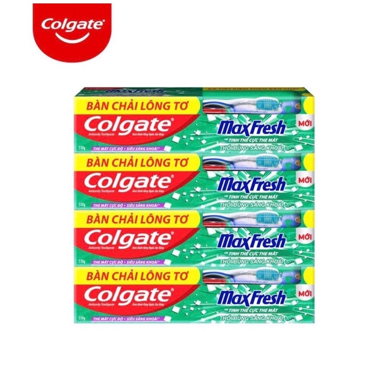 Kem đánh răng Colgate Maxfresh sảng khoái 230g tặng bàn chải lông tơ