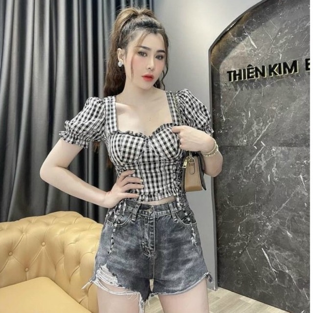 ÁO CROPTOP RÚT DÂY CÓ MÚT NGỰC