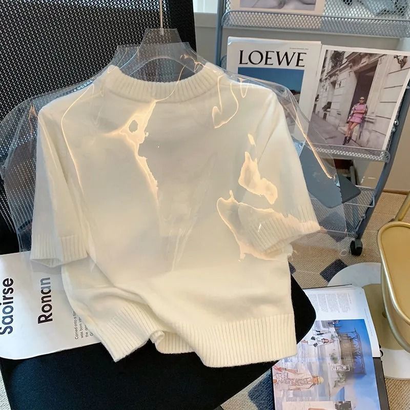 Áo Sweater Tay Ngắn Thiết Kế Mới Thời Trang Mùa Hè Dành Cho Nữ