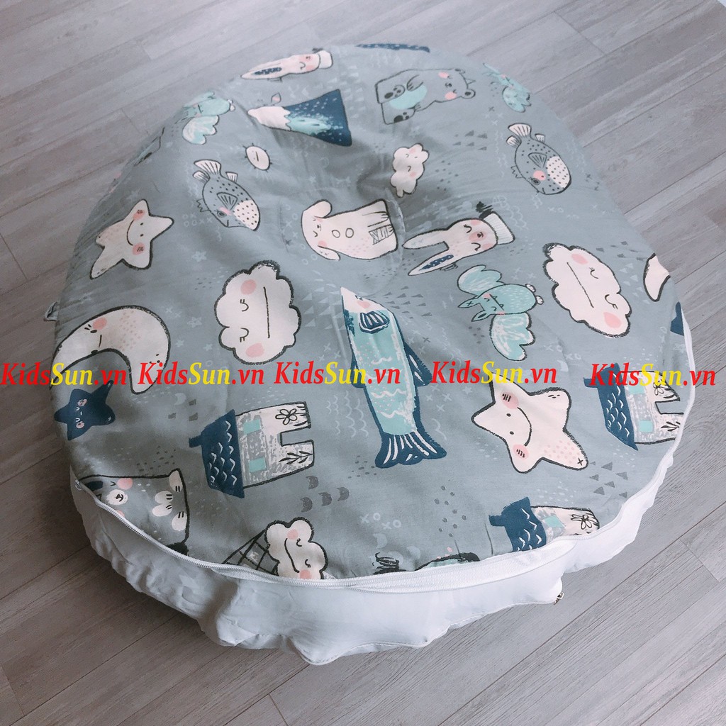 Gối chống trào ngược KIDSSUN cho bé, chất liệu vỏ gối Cotton 100% mềm mịn và bông có độ đàn hồi cao, phục hồi tốt