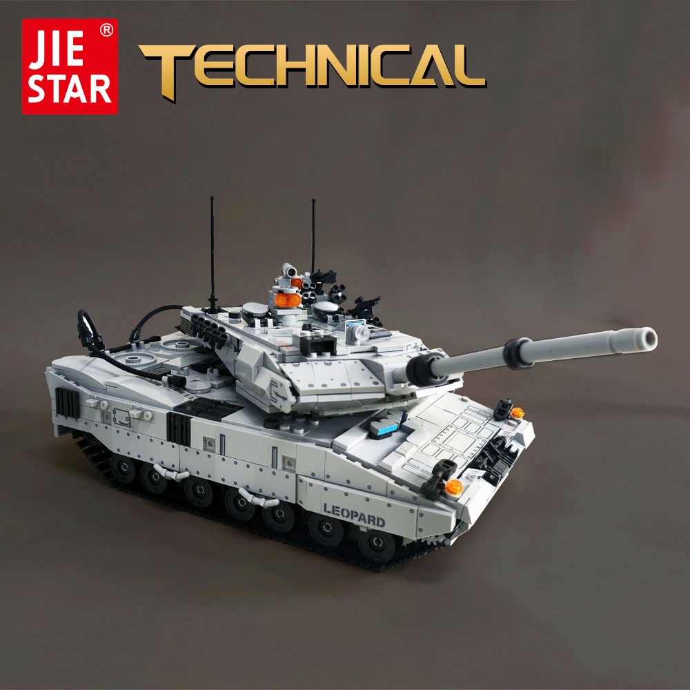 Đồ chơi Lắp ráp Mô hình xe tăng Military Series Moc Leopard 2A7 Tank Brick Army Technical 1489pcs Jiestar 61036