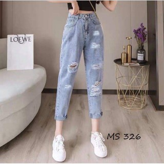 [Sói Xám] [Free ship 50k] ❤️❤️❤️- Quần bagy bò rách 326 CH12 -Vải xịn
