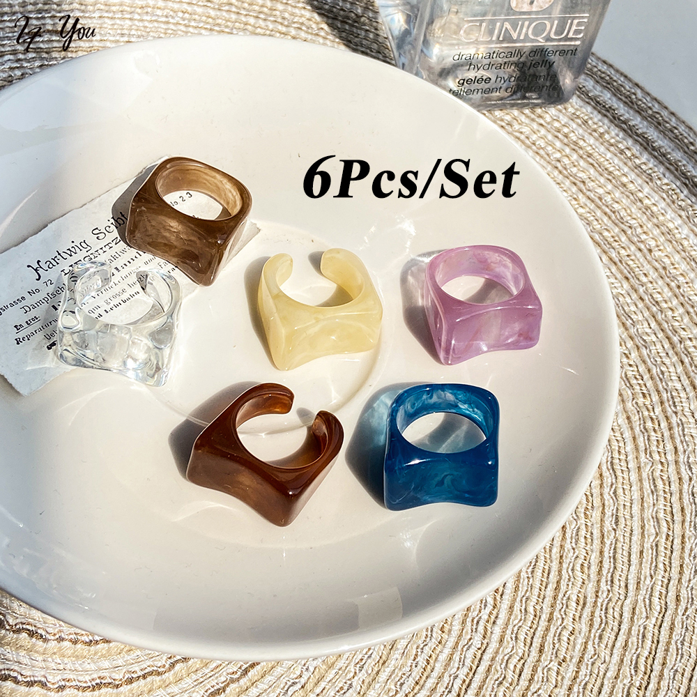 Set 6 Nhẫn Đính Đá Phong Cách Hàn Quốc Dành Cho Nữ