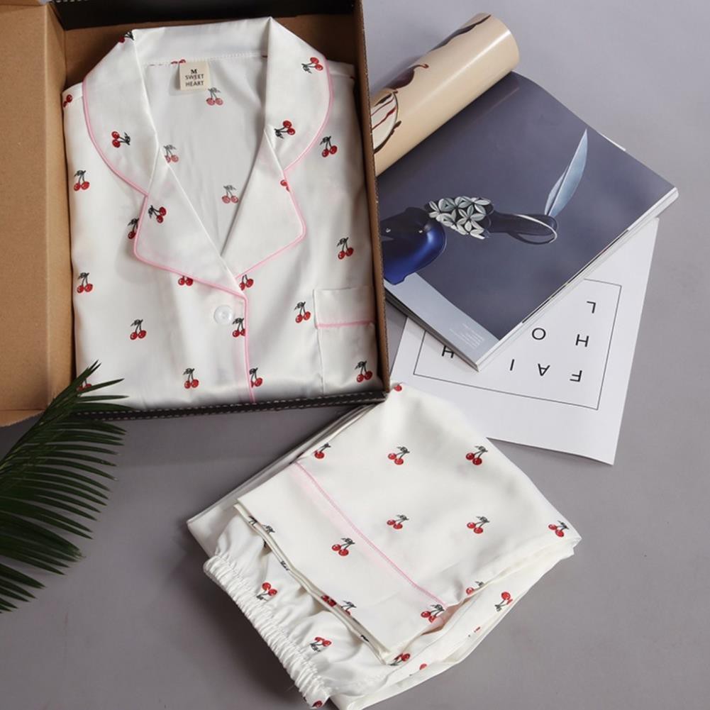 Pijama Mặc Nhà Bộ đồ ngủ  lụa satin cao cấp chất mát hoạ tiết trái cây 4 màu mùa hè 2021 | BigBuy360 - bigbuy360.vn