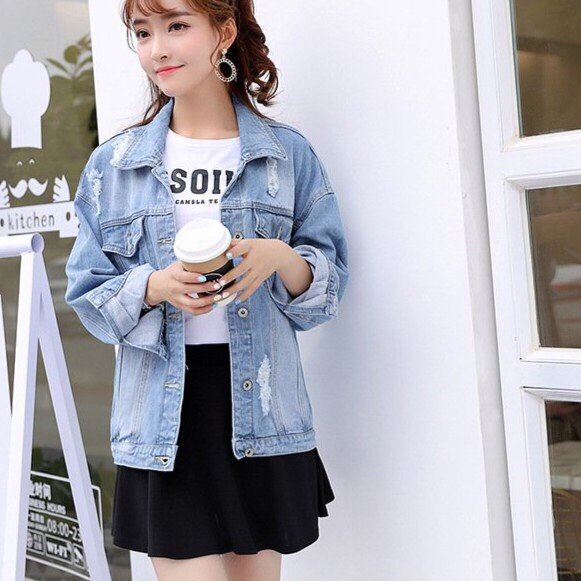 Áo Khoác Jean Unisex Outfits Nam Nữ Form Rộng (Kèm hình thật + Video) liền mủ Nỉ- Áo khoác bò fashion best