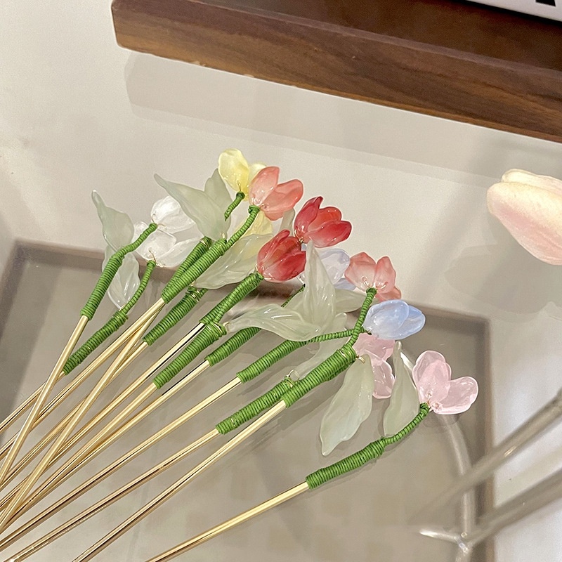 Trâm Cài Tóc Hình Hoa tulip Phong Cách Cổ Điển Cho Nữ