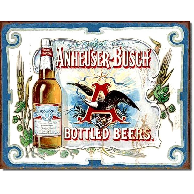Bia đóng chai Budweiser - Vintage Thiếc Sign - Man Cave Garage Art 8x12 Inch