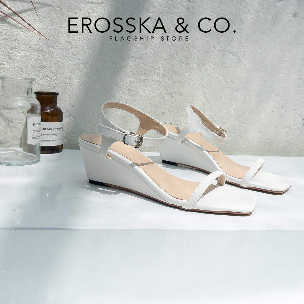 ErosskaGiày sandal đế xuồng quai mảnh dáng sang mang nhẹ màu trắng XE001