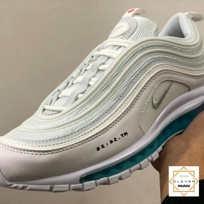 (FULLBOX - TẶNG MÓC KHÓA) Giày thể thao AIR MAX 97 &quot;Jesus shoes&quot; MSCHFx INRI Trắng đế xanh dương