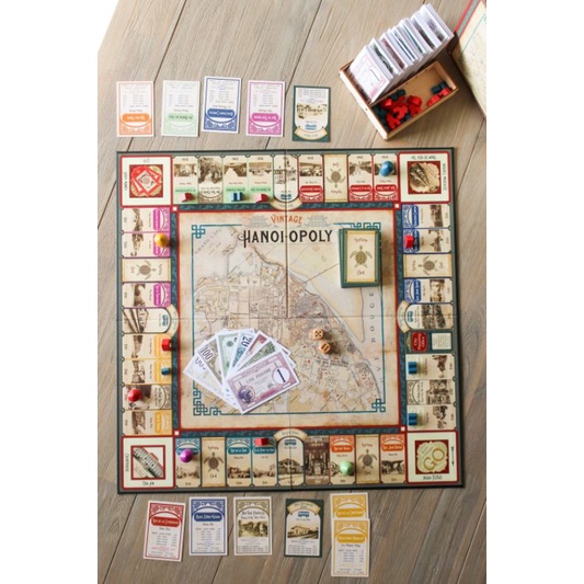 VINTAGE HANOIOPOLY board game / CỜ TỶ PHÚ HÀ NỘI XƯA có bảng, Hanoi Monopoly, Christmas gift, Birthday, Đồ chơi giáo dục