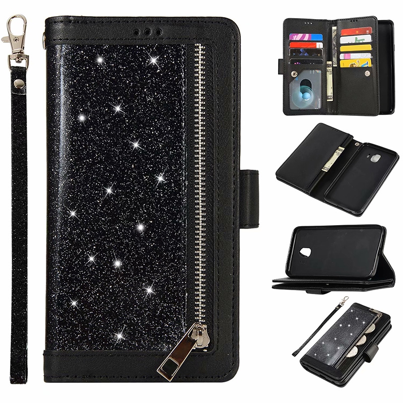 Bao da điện thoại có đế đỡ và ngăn để thẻ lấp lánh có dây đeo tay cho Samsung S8 S9 PLUS S10 LITE note 8 9 | BigBuy360 - bigbuy360.vn