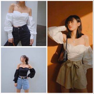 ÁO TRỄ VAI TAY BỒNG DÂY ÁO MỎNG KÈM BO CHUN MỰC CỰC THỎAI MÁI - LILIES TOP