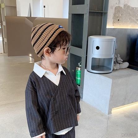 Mũ len beanie họa tiết kẻ sọc thời trang cho bé