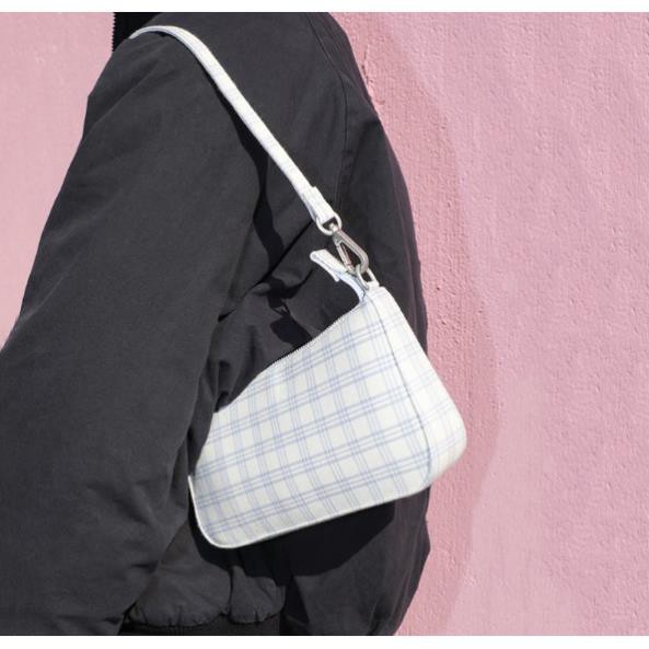 [sẵn có video] Túi kẹp nách kẻ xanh nhạt cổ điển cực xinh | BigBuy360 - bigbuy360.vn