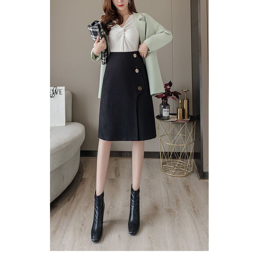 Chân Váy Nữ ❣️𝑭𝒓𝒆𝒆𝒔𝒉𝒊𝒑❣️ CHÂN VÁY CHỮ A 3 NUT VIVI - Hàng thiết kế phom chuẩn đẹp