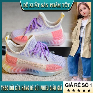 2021 mùa xuân và thu bé trai gái giày dừa thoáng khí đáy cầu vồng trẻ em đơn thể thao rắn