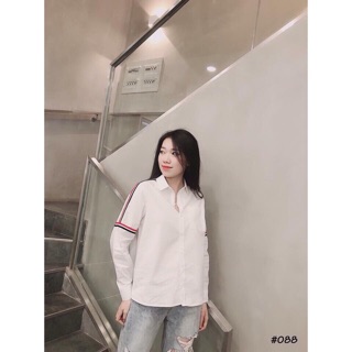 Sơmi kate lụa Hàn quốc tay chạy sọc