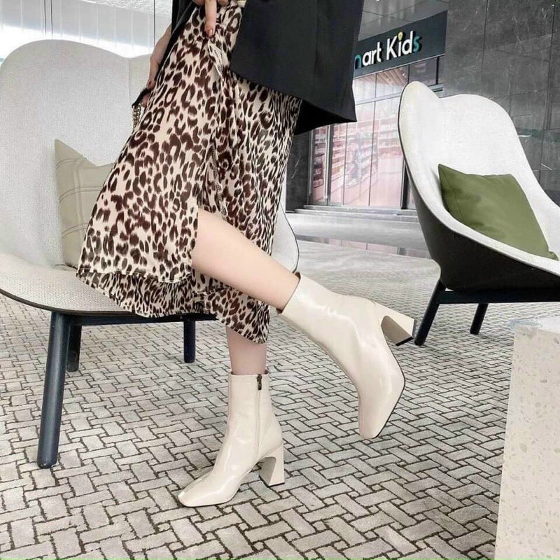 Bốt nữ cao gót chất da bóng màu đỏ, đen, kem | BigBuy360 - bigbuy360.vn